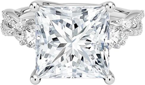 1-5 Carat Princess Cut Moissanite Engagement Ring for Women, E-F Colorless VVS1 Moissanite Vine Twisted Infinity Band, Solid 10k/14k/18k Gold With Gold Purity XRF Report Card or 925 Sterling Silver, Bridal Christmas Promise vintage styles Ring in Saudi Arabia