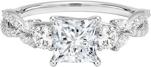 1-5 Carat Princess Cut Moissanite Engagement Ring for Women, E-F Colorless VVS1 Moissanite Vine Twisted Infinity Band, Solid 10k/14k/18k Gold With Gold Purity XRF Report Card or 925 Sterling Silver, Bridal Christmas Promise vintage styles Ring in Saudi Arabia