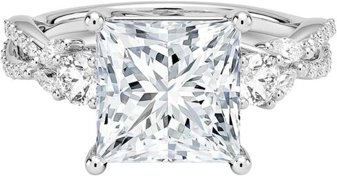 1-5 Carat Princess Cut Moissanite Engagement Ring for Women, E-F Colorless VVS1 Moissanite Vine Twisted Infinity Band, Solid 10k/14k/18k Gold With Gold Purity XRF Report Card or 925 Sterling Silver, Bridal Christmas Promise vintage styles Ring in Saudi Arabia