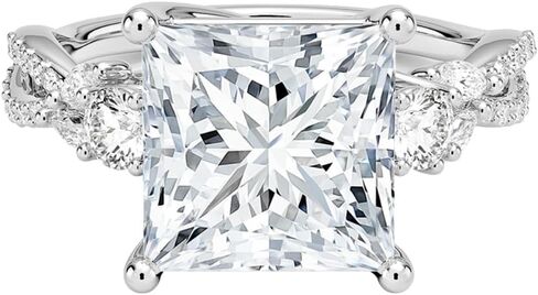 1-5 Carat Princess Cut Moissanite Engagement Ring for Women, E-F Colorless VVS1 Moissanite Vine Twisted Infinity Band, Solid 10k/14k/18k Gold With Gold Purity XRF Report Card or 925 Sterling Silver, Bridal Christmas Promise vintage styles Ring in Saudi Arabia