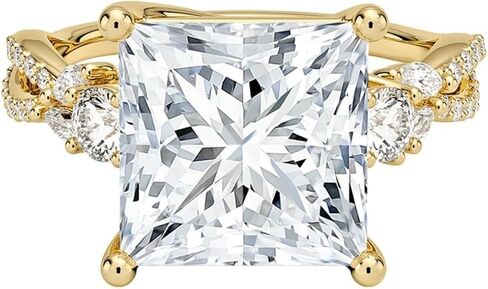 1-5 Carat Princess Cut Moissanite Engagement Ring for Women, E-F Colorless VVS1 Moissanite Vine Twisted Infinity Band, Solid 10k/14k/18k Gold With Gold Purity XRF Report Card or 925 Sterling Silver, Bridal Christmas Promise vintage styles Ring in Saudi Arabia