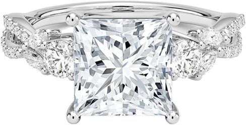 1-5 Carat Princess Cut Moissanite Engagement Ring for Women, E-F Colorless VVS1 Moissanite Vine Twisted Infinity Band, Solid 10k/14k/18k Gold With Gold Purity XRF Report Card or 925 Sterling Silver, Bridal Christmas Promise vintage styles Ring in Saudi Arabia