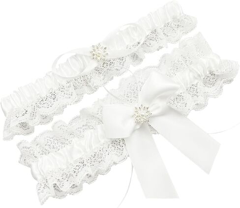 Ting&Cecilly Lace Wedding Garter Set for Bride, Elastic Stretch Ribbons, Bridal Prom Leg Garters in Saudi Arabia