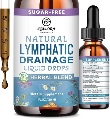 Lymphatic Drainage Support Drops – Advanced 11-in-1 Herbal Extract Formula with Echinacea, Dandelion, Elderberry & Milk Thistle – Multi-Herb Liquid for Fluid Balance & Healthy Circulation – 1 Fl Oz in Saudi Arabia