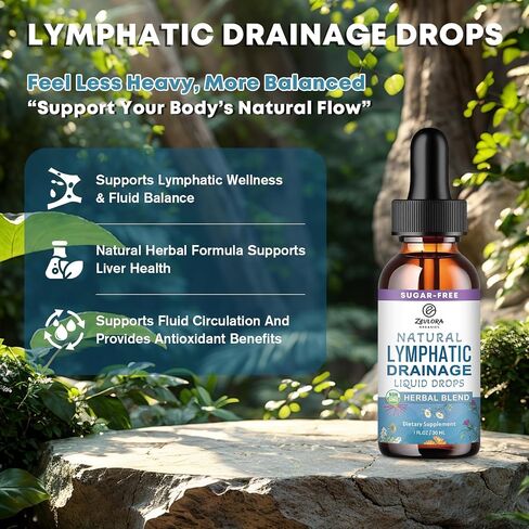 Lymphatic Drainage Support Drops – Advanced 11-in-1 Herbal Extract Formula with Echinacea, Dandelion, Elderberry & Milk Thistle – Multi-Herb Liquid for Fluid Balance & Healthy Circulation – 1 Fl Oz in Saudi Arabia