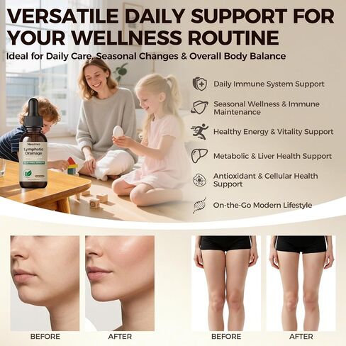 Lymphatic Drainage Drops, 20-in-1 Liposomal Lymphatic Support Drops for Immune & Circulation, Daily Wellness Formula with Dandelion, Echinacea, Cleavers, Burdock Root & Prickly Ash Bark, 2 FL OZ in Kuwait