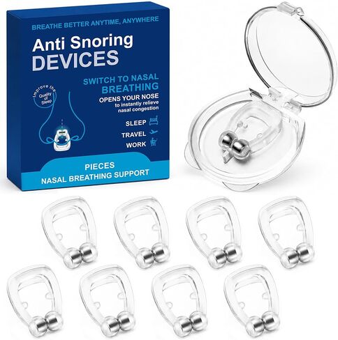 Nose Magnet for Breathing Nasal, Anti Snoring Devices for Deep Sleep, Effective Anti - Snoring Nose Clip for Men and Women(Clear, Pack of 8) in Kuwait