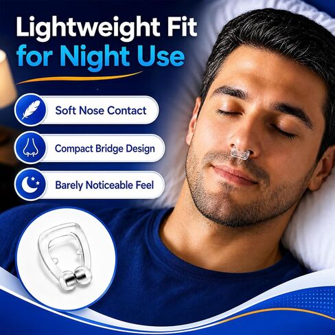 Nose Magnet for Breathing Nasal, Anti Snoring Devices for Deep Sleep, Effective Anti - Snoring Nose Clip for Men and Women(Clear, Pack of 8) in Kuwait