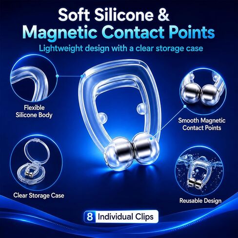 Nose Magnet for Breathing Nasal, Anti Snoring Devices for Deep Sleep, Effective Anti - Snoring Nose Clip for Men and Women(Clear, Pack of 8) in Kuwait