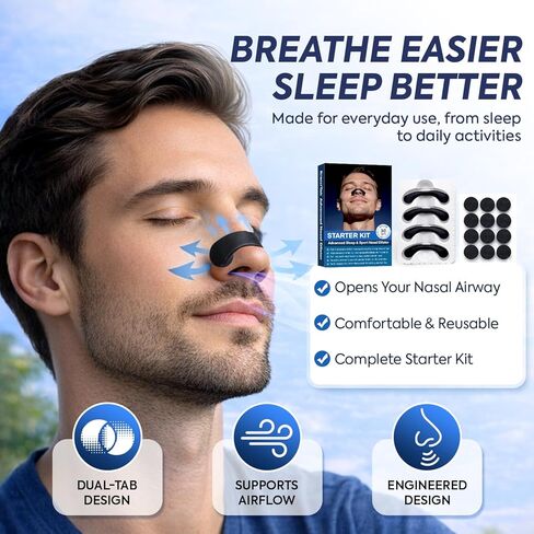 Premium Nasal Strips for Nighttime Sleep, Comfort-Fit Nose Strips with Skin-Friendly Adhesive for Men & Women (Black, Large) in Kuwait