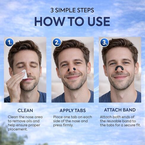 Premium Nasal Strips for Nighttime Sleep, Comfort-Fit Nose Strips with Skin-Friendly Adhesive for Men & Women (Black, Large) in Kuwait