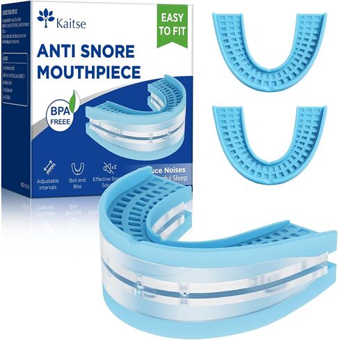 Anti Snore Mouthpiece - Anti Snoring Devices for Sleep - Adjustable Snoring Solution(Water Blue) in Kuwait
