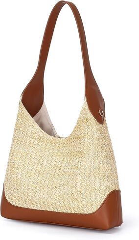 Herald Straw Woven Hobo Shoulder Bag for Women, Slouchy Medium Summer Beach Raffia Shoulder Handbag Tote Purse in Kuwait