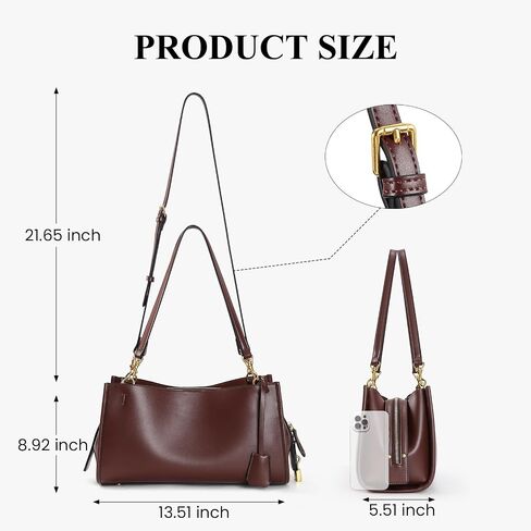 hibear Vintage Shoulder Bag for Women Faux Leather Tote Handbag 34 Trendy Slouchy Hobo Bags with Multiple Shoulder Straps in Saudi Arabia