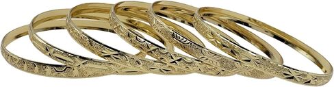 Treasure Jewelry Bollywood Bangles Gold Plated Bangle Set of 6 (Gold, Size 8-3.00in diameter) in Kuwait