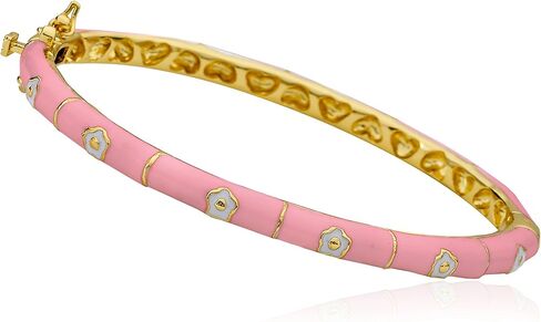 14K Gold Plated Enamel Bangle for Kids and girls - Trendy Oval Bangles for Girls, Kids, Teens - Hypoallergenic Surgical Steel for Sensitive Skin in Saudi Arabia