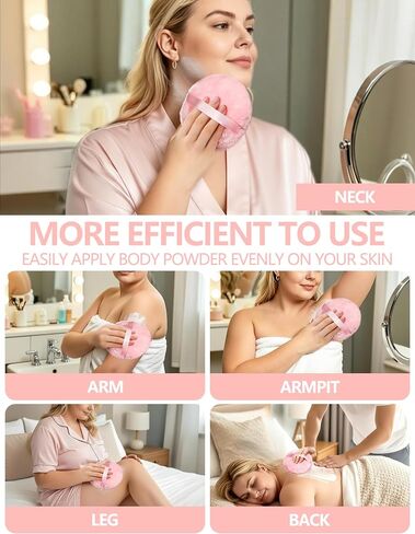 Body Powder Puff and Container, 5.9" Empty Bady Powder Container for Women Loose Dusting Powder, 5.12" Extra-Large Soft Velour Washable Reusable Powder-Puffs in Kuwait