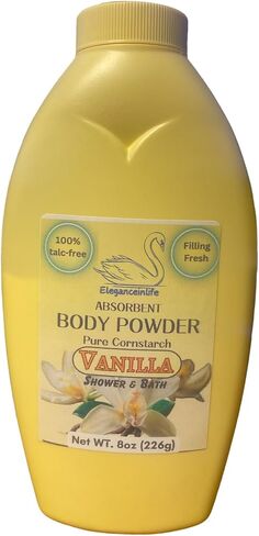 Eleganceinlife Pure Cornstarch Absorbent Body Powder - 100% Talc-Free with Vanilla Scent, 8 oz in Saudi Arabia