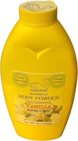 Eleganceinlife Pure Cornstarch Absorbent Body Powder - 100% Talc-Free with Vanilla Scent, 8 oz in Saudi Arabia