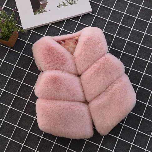 Toddler Girls Fa𝐮x F𝐮r Vest Sleeveless Furry Jacket Kids Thick Warm Crop Coat Cute Fuzzy Waistcoat Fashion Cardigan in Kuwait