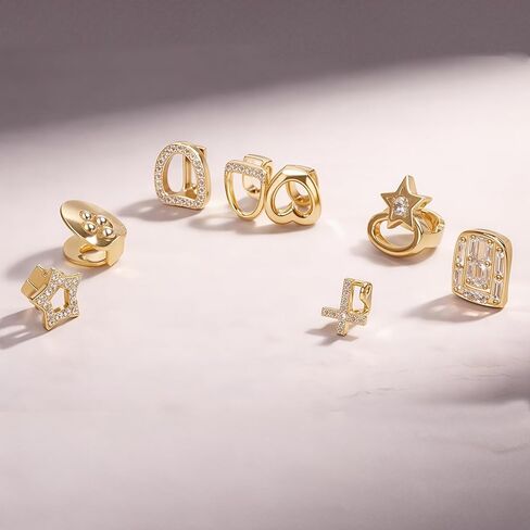 Gold Grillz for Teeth, 14K Gold Plated Diamond Grillz Set, 8PCS Hip Hop Teeth Grillz with Fitting Tool, Custom Fit Iced Out Fake Tooth Caps for Men & Women in Saudi Arabia