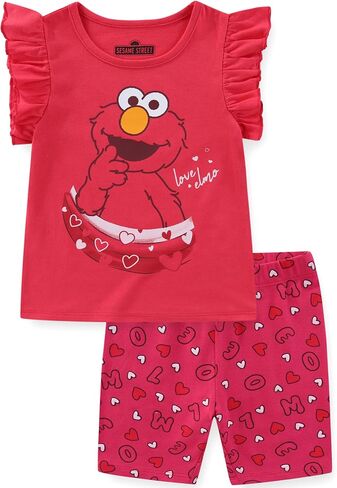 طقم قميص وسروال قصير للفتيات من Sesame Street Elmo للأطفال الصغار in Kuwait