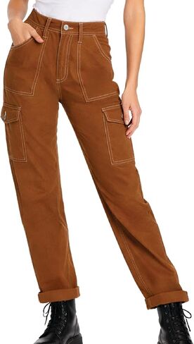 Dickies Womens Cargo Pants - Skinny Fit High Rise Casual Carpenter Work Pants for Women with Cuffed Hem and Utility Pockets in Kuwait