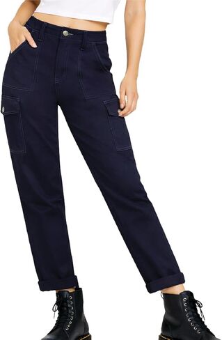 Dickies Womens Cargo Pants - Skinny Fit High Rise Casual Carpenter Work Pants for Women with Cuffed Hem and Utility Pockets in Kuwait