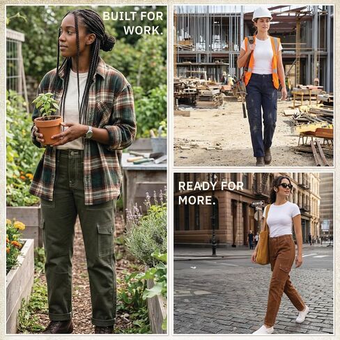 Dickies Womens Cargo Pants - Skinny Fit High Rise Casual Carpenter Work Pants for Women with Cuffed Hem and Utility Pockets in Kuwait