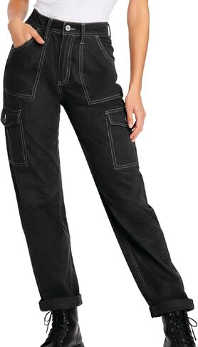 Dickies Womens Cargo Pants - Skinny Fit High Rise Casual Carpenter Work Pants for Women with Cuffed Hem and Utility Pockets in Kuwait