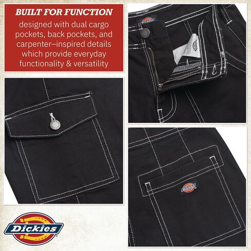 Dickies Womens Cargo Pants - Skinny Fit High Rise Casual Carpenter Work Pants for Women with Cuffed Hem and Utility Pockets in Kuwait