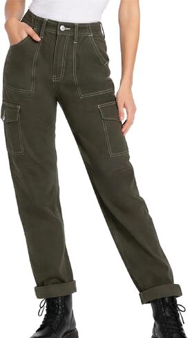 Dickies Womens Cargo Pants - Skinny Fit High Rise Casual Carpenter Work Pants for Women with Cuffed Hem and Utility Pockets in Kuwait