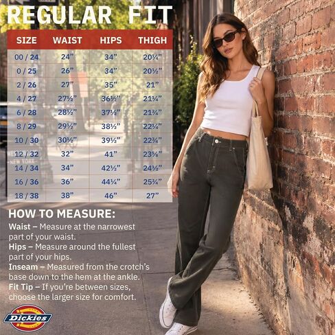 Dickies Womens Cargo Pants - Skinny Fit High Rise Casual Carpenter Work Pants for Women with Cuffed Hem and Utility Pockets in Kuwait