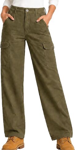 Dickies Womens Cargo Pants - Relaxed Straight Leg Rugged Duck Canvas Non Stretch Work Pants for Women Casual Utility Workwear in Kuwait