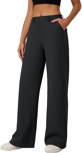 Women's Wide Leg Dress Pants Work Slacks Trousers Pull on Dressy Casual Petite/Regular/Tall/Extra Tall in Saudi Arabia