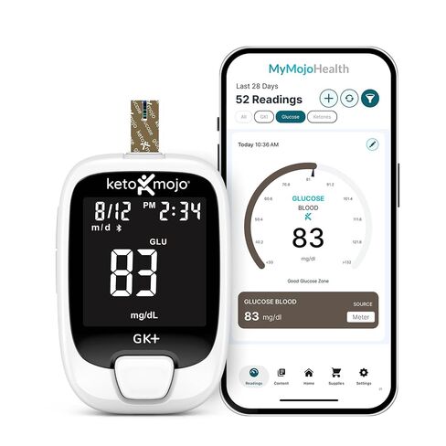 Keto-Mojo GK+ Blood Glucose Monitor Kit with 70 Glucose Test Strips – At-Home Diabetes Glucometer, Testing Bluetooth Blood Sugar Meter with App Tracking HSA/FSA in Kuwait
