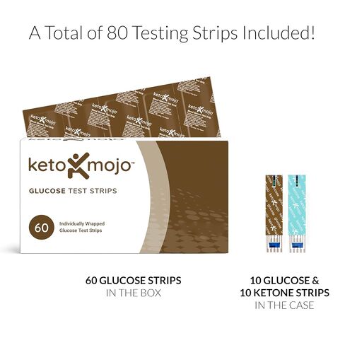 Keto-Mojo GK+ Blood Glucose Monitor Kit with 70 Glucose Test Strips – At-Home Diabetes Glucometer, Testing Bluetooth Blood Sugar Meter with App Tracking HSA/FSA in Kuwait