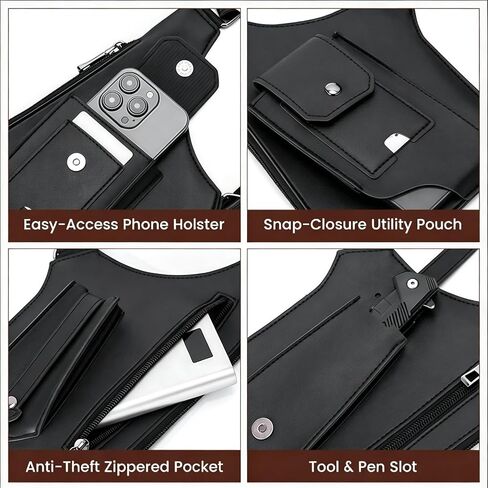 Double Shoulder Armpit Bag for Men, Anti-Theft Underarm Wallet with Adjustable Strap, Hidden Pocket, Shoulder Bag for Men for Travel & Daily in Saudi Arabia