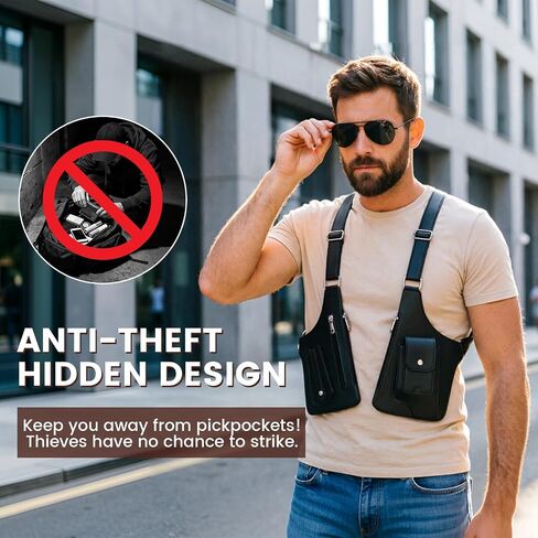 Double Shoulder Armpit Bag for Men, Anti-Theft Underarm Wallet with Adjustable Strap, Hidden Pocket, Shoulder Bag for Men for Travel & Daily in Kuwait