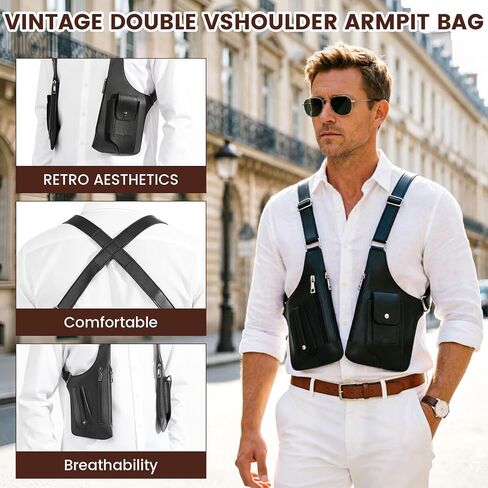 Double Shoulder Armpit Bag for Men, Anti-Theft Underarm Wallet with Adjustable Strap, Hidden Pocket, Shoulder Bag for Men for Travel & Daily in Kuwait
