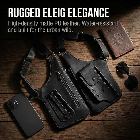 Double Shoulder Armpit Bag for Man,Adjustable Underarm Shoulder Bag,Leather Anti-Theft Shoulder Holster Wallet in Saudi Arabia