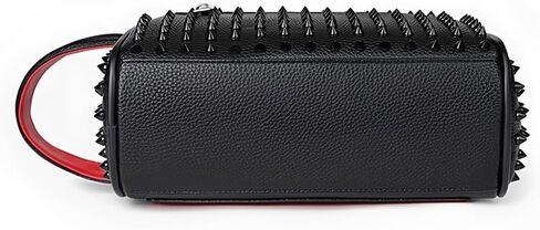 Punk Rock Studded Clutch Bag, Black, 9.1x5.1x3.9 Inches | Faux Leather, Metal Spike Design, Zippered Compartments, Urban Fashion Statement Piece in Kuwait
