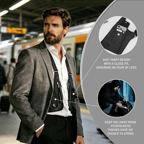 FANNING511 Double Shoulder Armpit Bag for Men Underarm Bag Multi Pocket Underarm Shoulder Bag in Kuwait