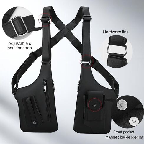 FANNING511 Double Shoulder Armpit Bag for Men Underarm Bag Multi Pocket Underarm Shoulder Bag in Kuwait