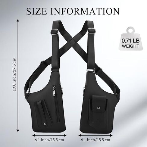 FANNING511 Double Shoulder Armpit Bag for Men Underarm Bag Multi Pocket Underarm Shoulder Bag in Kuwait