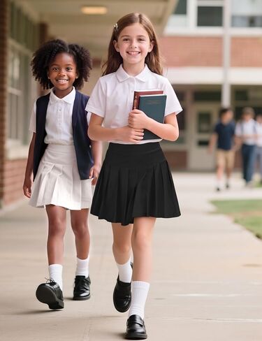 Girls School Uniform Skirts with Built-in Shorts & Pockets, Cotton Pleated Tennis Skorts for Toddler Girl 4-12 Years in Kuwait
