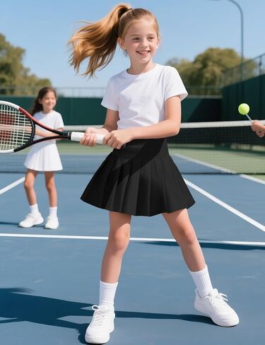 Girls School Uniform Skirts with Built-in Shorts & Pockets, Cotton Pleated Tennis Skorts for Toddler Girl 4-12 Years in Kuwait