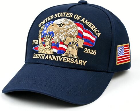 250 Anniversary USA Hat, Embroidered America 250th Anniversary Hat 1776-2026, Patriot Baseball Cap for Men Women in Saudi Arabia