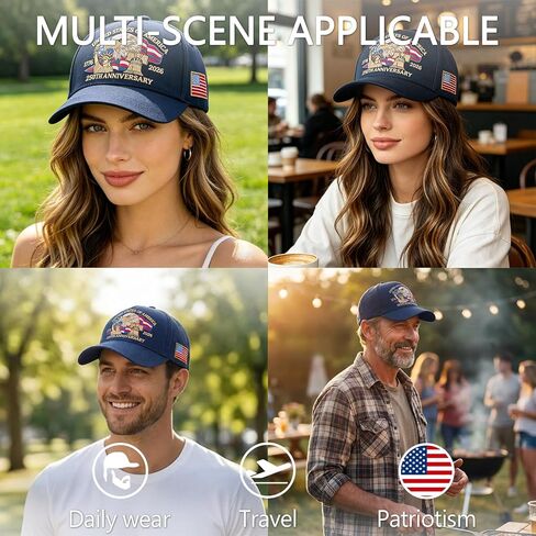 250 Anniversary USA Hat, Embroidered America 250th Anniversary Hat 1776-2026, Patriot Baseball Cap for Men Women in Saudi Arabia