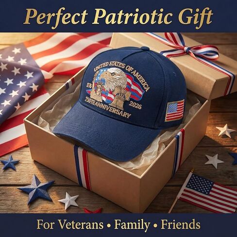 250 Anniversary USA Hat, Embroidered America 250th Anniversary Hat 1776-2026, Patriot Baseball Cap for Men Women in Saudi Arabia